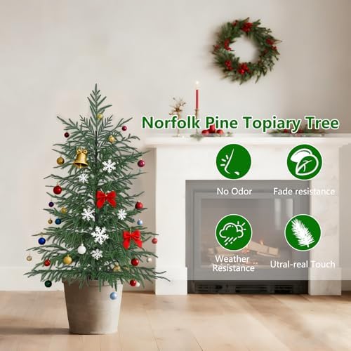 Grooy 2 Pack 4FT Artificial Norfolk Pine Tree - Image 6
