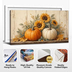 WAXWHELK Pumpkin Fall Canvas Wall Art, Pumpkin and Sunflower Autumn Thanksgiving Painting Pictures, Rustic Farmhouse Artwork for Living Room Bedroom Home Decor (16"x32") - Image 6