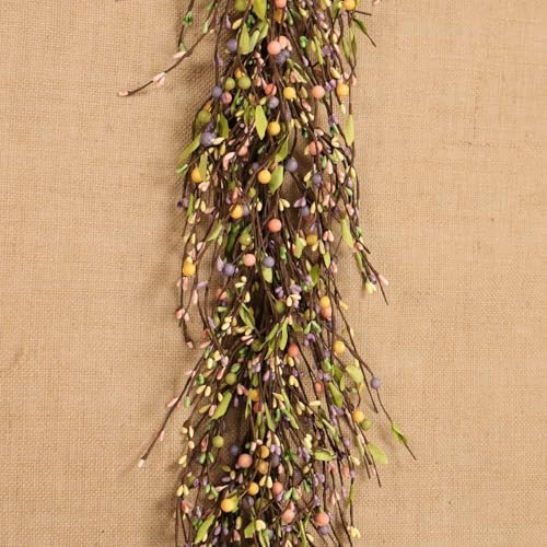 60" Pip Berry Garland - Artificial Spring and Summer Decorative Garland with Pink Purple Green Cream Berries, Perfect for Front Door, Mantel, Centerpiece and Table Display Seasonal Décor - Image 2