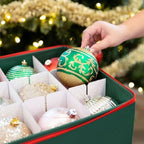 Christmas Ornament Storage Container with Dividers - Box Stores Up to 54 Ornaments, Zippered, Convenient, Adjustable, Large Organizer Bin to Protect Holiday Décor, Fits Most Standard Size, Green - Image 7