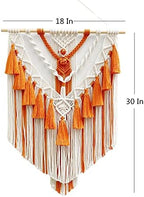 BMIDRUT Hanging Macrame Tapestry Woven Boho Wall Art Handmade Macrame Tapestry Home Wall Decor Wall Pediment 18x30 Inch (Orange) - Image 3