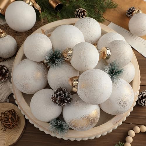 Yunlly 18 Pcs Neutral Christmas Ball Ornaments Ivory Xmas Tree Decor - Image 6