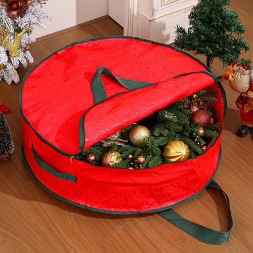 Christmas Wreath Storage Bag with Double Zippers Clear Window for Holiday Decoration Organization Stable Holiday Storage Bag - Image 7
