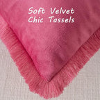 FUTEI Pack of 2 Velvet Decorative Throw Pillow Covers 20x20 Inch, Hot Pink - Image 2