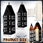 SiliFine 2 Pcs Halloween Haunted House Lanterns with 2 Candles, 9.44", 7" - Image 2