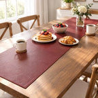 Red Faux Leather Table Runner Waterproof Heatproof for Christmas 120 inch - Image 2
