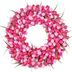 Pink Tulip Wreath Spring Wreaths for Front Door Zmtyykh Artificial Floral Door Wreath for Valentine’s Day Easter Summer Decor for Outdoor Indoor Window Wall Front Porch Farmhouse Home 22 Inch by Zmtyykh
