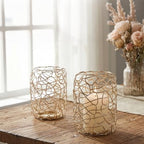 Decorative Lanterns for 3" Pillar Candles, Gold Candle Holders Set of 2 - Image 5