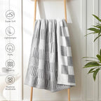 Snuggle Sac Checkered Throw Blanket for Couch,Reversible Soft Cozy Fluffy Blankets for Sofa Bedroom,Cute Lightweight Striped Throws for Women,Heather Light Grey,50x60 inches - Image 6