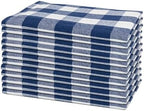 Navy Blue Cloth Napkins - Reusable Navy Blue and White Cotton Napkins - 100% Cotton, 12 Pack - 20"x20", Washable, Plaid Gingham Pattern, Perfect for BBQ, Parties and Small Get-Togethers (Blue) by OrganicCottonMart
