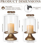 Set of 2 Hurricane Candle Holder with Glass Base,Elegant Style - Image 2