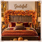 6 ft Fall Garland for Mantle Autumn Pumpkin Leaves - Image 6