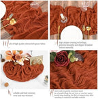 16 Pack Terracotta Table Runner 10FT Cheesecloth Table Runner Boho Gauze Table Runners Long Rustic Sheer Fabric Table Runners for Wedding Party Bridal Shower Farmhouse & Home Decor - Image 3