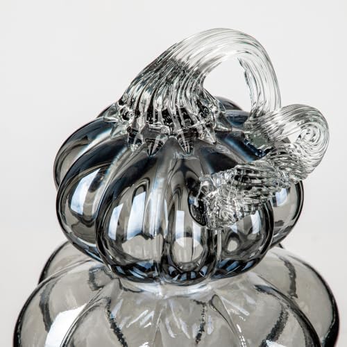 Stacked Glass Pumpkin Decor, Fall Halloween Table Centerpiece, Black - Image 6