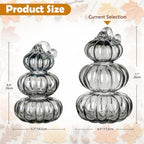 Stacked Glass Pumpkin Decor, Fall Halloween Table Centerpiece, Black - Image 2