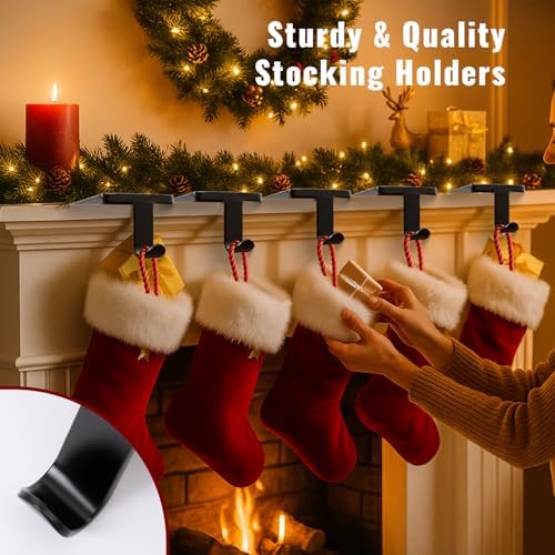 Stocking Holders for Mantle Set of 6, Metal Christmas Stocking Holder, Heavy Duty Stocking Hangers with Non-Slip Protective Pad, Mantle Garland Hanger for | TV Stand | Staircase | Dresser - Image 5