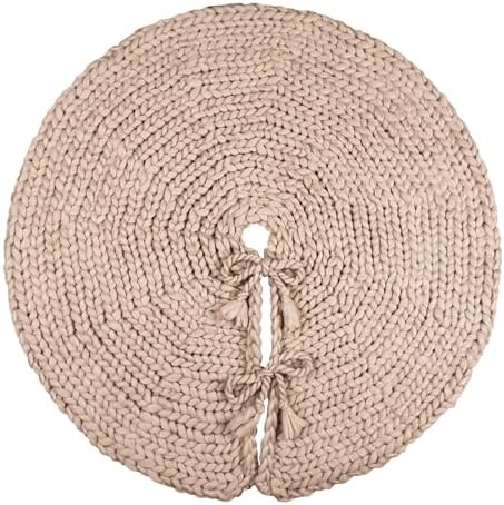 48 inch Christmas Tree Skirt: Chunky Knit Tree Skirt for 7.5ft Tree, Crochet Beige Tree Skirt, Vintage Tree Skirts, Rustic Farmhouse Christmas Decorations - Image 7