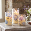 Blosssound 3 Pack Hydrangea Flameless Candles Battery Operated LED Pillar by Blosssound