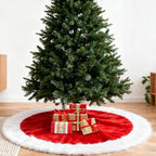 36 Inch Christmas Tree Skirt Holiday Part Decorations for Christmas Tree, Xmas Tree Decorations Red and White Plush Tree Shirt for Holiday Party Ornament Rustic Farmhouse Decorations - Image 5