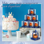 Gerrii 100 Pcs Clear Plastic Individual Cupcake Boxes 3.5" Single Cupcake Containers Transparent Ornament Gift Box with Inserts and Ribbon for Wedding Baby Shower Party Favor(Navy Blue) - Image 4