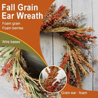 22 Inch Fall Harvest Wreath Wheat Grain Decor Rustic Thanksgiving Wreaths for Front Door Autumn Farmhouse Decor Indoor Outdoor - Image 2