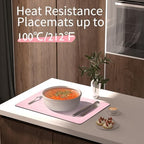 Maxpearl Faux Leather Placemats Set of 6, Easy to Clean, Light Pink - Image 4