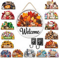16 PCS Interchangeable Welcome Sign for Front Door 11.8'' Magnetic Wood Decor, Wooden Farmhouse Rustic Outdoor Welcome Signs Porch，door sign by Unknown