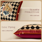 Vintage Christmas Pillow Cover 18x18, Checkered Bunny - Image 4