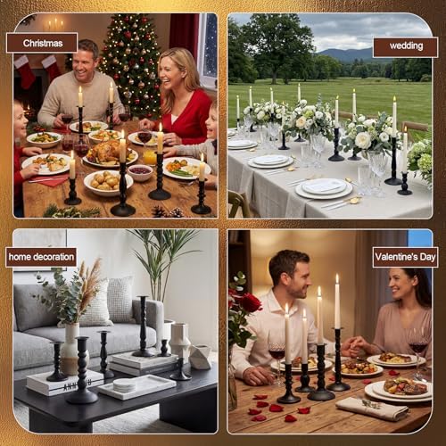 Mumufy 30 Pcs Matte Candlestick Holders, Metal Wedding Taper Candle Holders Vintage Candles Stand Set, Candle Stick Decor for Mantel Table Centerpiece Wedding Dining Table Decor Mantelpiece (Black) - Image 7