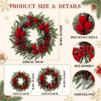20inch Christmas Wreath, Velvet Balls Berries and Pinecones - Image 2