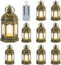 Hewory 10PCS Gold Mini Lanterns for Party Decoration, Remote LED Candles by Hewory