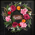 18in Summer Wreath for Front Door, Realistic Artificial Floral Door Wreath with Real Rattan Base, Includes 2 Matching Bouquets, Fake Flower for Spring Front Home, Mother's Day by IDEALHOUSE