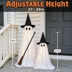 Halloween Ghost Decorations Indoor, 2 Pack Light Up Ghosts with A Broom - Image 2