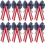 Yunlly 8 Pieces Large Patriotic Bows Decor 4th of July Bows Wreaths Blue White and Red Stripes and Stars for Memorial Day 4th of July Independence Day 250th Anniversary Patriotic Decorations by Yunlly