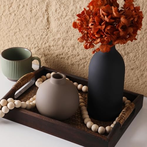 Ceramic Vase Set of 3, Vases Home Decor Rustic Farmhouse Decor Pottery Vases for Bouquet Pampas Grass Dried Fresh Flowers, Living Room, Kitchen, Bedroom, Bathroom, Entryway Mantel, Decor -Multicolor - Image 4