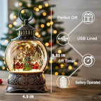Christmas Village Snow Globe Lighted Christmas Tree and Village Scene, Musical Snow Water Lantern Swirling Glittering Home Decoration and Gift, Battery Operated or USB Powered - Image 2