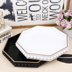 Black Serving Tray for Coffee Table, Octagonal Beaded Plastic Decorative Tray for Ottoman, Kitchen Counter, Living Room, Outdoor Lacquer Tray for Entertaining - Image 3