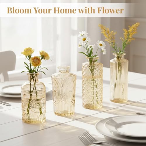 24 Pack Bud Vase in Bulk - BEAHOT Gold Flower Vases for Wedding Decorations, Glass Vase for Table Decorations, Small Vase for Home, Mother's Day, Centerpieces, Party, Office (Gold) - Image 5