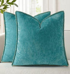 decorUhome Soft Chenille Throw Pillow Covers 20x20 Set of 2 Turquoise by decorUhome