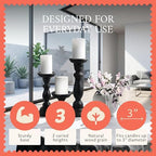 Mela Artisans Tuli Mango Wood Candle Holders - Matte Black, Set of 3 - Image 4