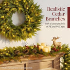 Best Choice Products Pre-Lit Cedar Cypress Christmas Wreath w/Twinkling LEDs, 48in Realistic Large Indoor/Outdoor Holiday Decor for Door, Plug-in - Image 3