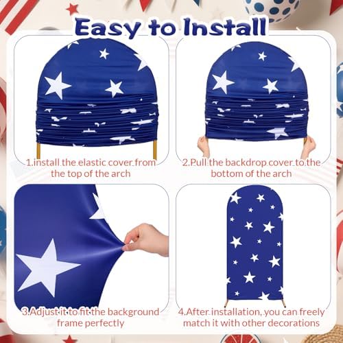 3 Pcs Patriotic Arch Cover Spandex Fitted 4ft 5ft 6ft,Star - Image 3