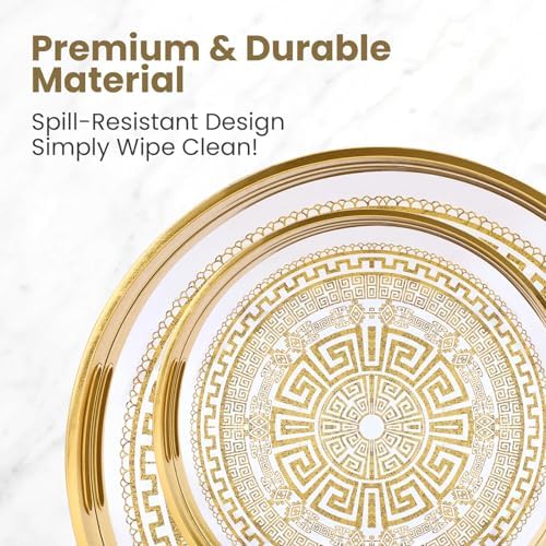 HOME ARCHIVE Round Serving Tray with with Handles Antique Look & Stylish Design Decorative Trays for Kitchen Round Ottoman Tray for Dinning Living Room & Home Decor Pack of 2 (Gold) - Image 6