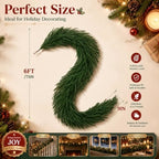 Grooy 6FT Christmas Norfolk Pine Garlands Set of 2 for Mantel Decor - Image 5