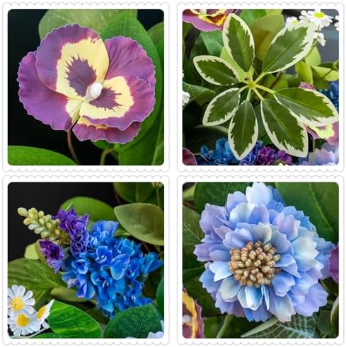 Spring Summer Wreaths for Front Door 24 Inch, Outdoor Summer Wreath with Pansy, Hydrangea & Floral Accents, Spring Wreath for Front Door Outside, Summer Wreaths Front Door for Home Decor - Image 2