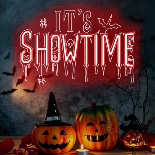 It's Showtime Neon Sign, Red Halloween LED Wall Decor Light 16.5x11.4 Inch by Unknown