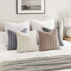 MIULEE Faux Fur Plush Decorative Throw Pillow Covers 18x18, Grey Taupe - Image 6
