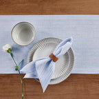 Solino Home 100% Pure Linen Table Runner, 14 x 120 in, Blue, Narrow Stripe - Image 4