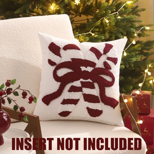 Christmas Bowknot and Candy Cane Throw Pillow Cover 18 x 18 Set of 2 - Image 4
