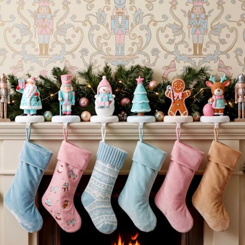 Wonderjune 6 Pcs Christmas Stocking Holders for Mantle, Snowman,Nutcracker - Image 5